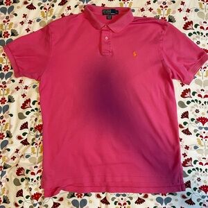 Vibrant Ralph Lauren Pink Cotton Polo Shirt, Size L